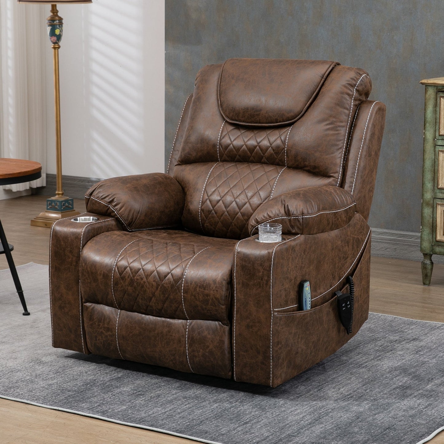 Chaise inclinable à levage électrique améliorée, modèle phare, à double moteur, avec contrôle indépendant, surdimensionnée, inclinable à 180° et à dossier plat.