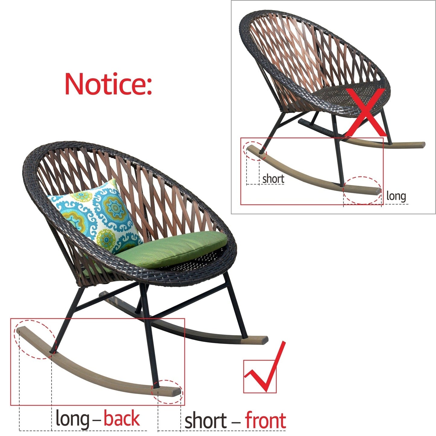 Ensemble de bistro pour terrasse OVIOS, 3 pièces, avec chaises à bascule et table basse en verre