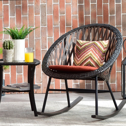 Ensemble de bistro pour terrasse OVIOS, 3 pièces, avec chaises à bascule et table basse en verre