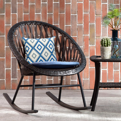 Ensemble de bistro pour terrasse OVIOS, 3 pièces, avec chaises à bascule et table basse en verre