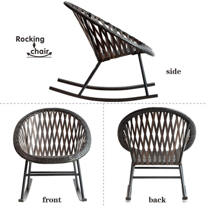 Ensemble de bistro pour terrasse OVIOS, 3 pièces, avec chaises à bascule et table basse en verre