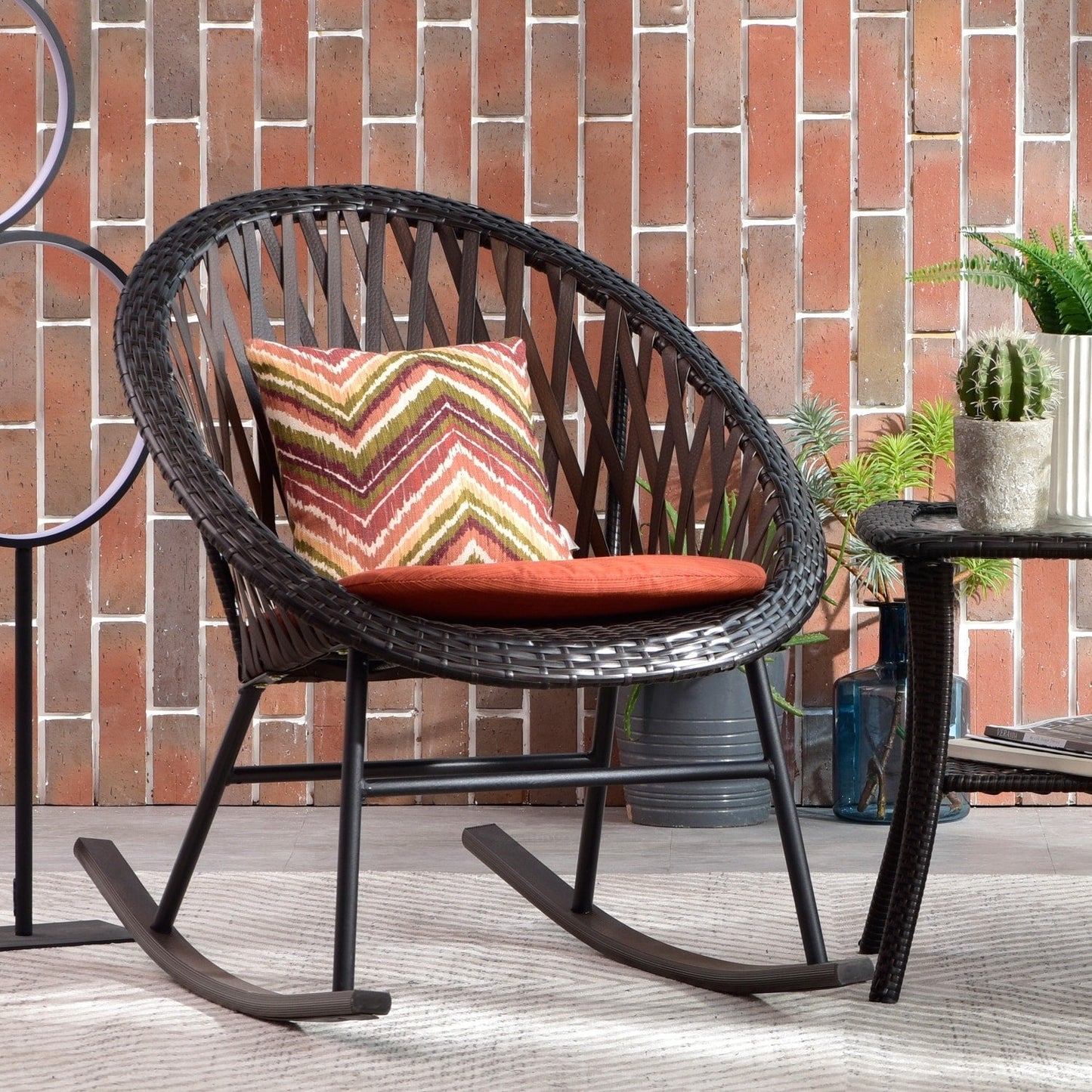Ensemble de bistro pour terrasse OVIOS, 3 pièces, avec chaises à bascule et table basse en verre