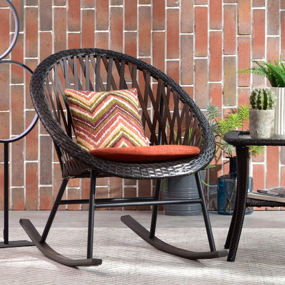Ensemble de bistro pour terrasse OVIOS, 3 pièces, avec chaises à bascule et table basse en verre
