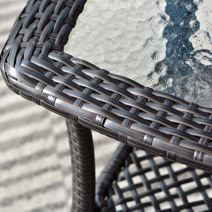 Ensemble de bistro pour terrasse OVIOS, 3 pièces, avec chaises à bascule et table basse en verre