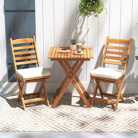 Patiojoy Ensemble de bistro pliable 3 pièces avec coussins de siège amovibles - Voir les détails