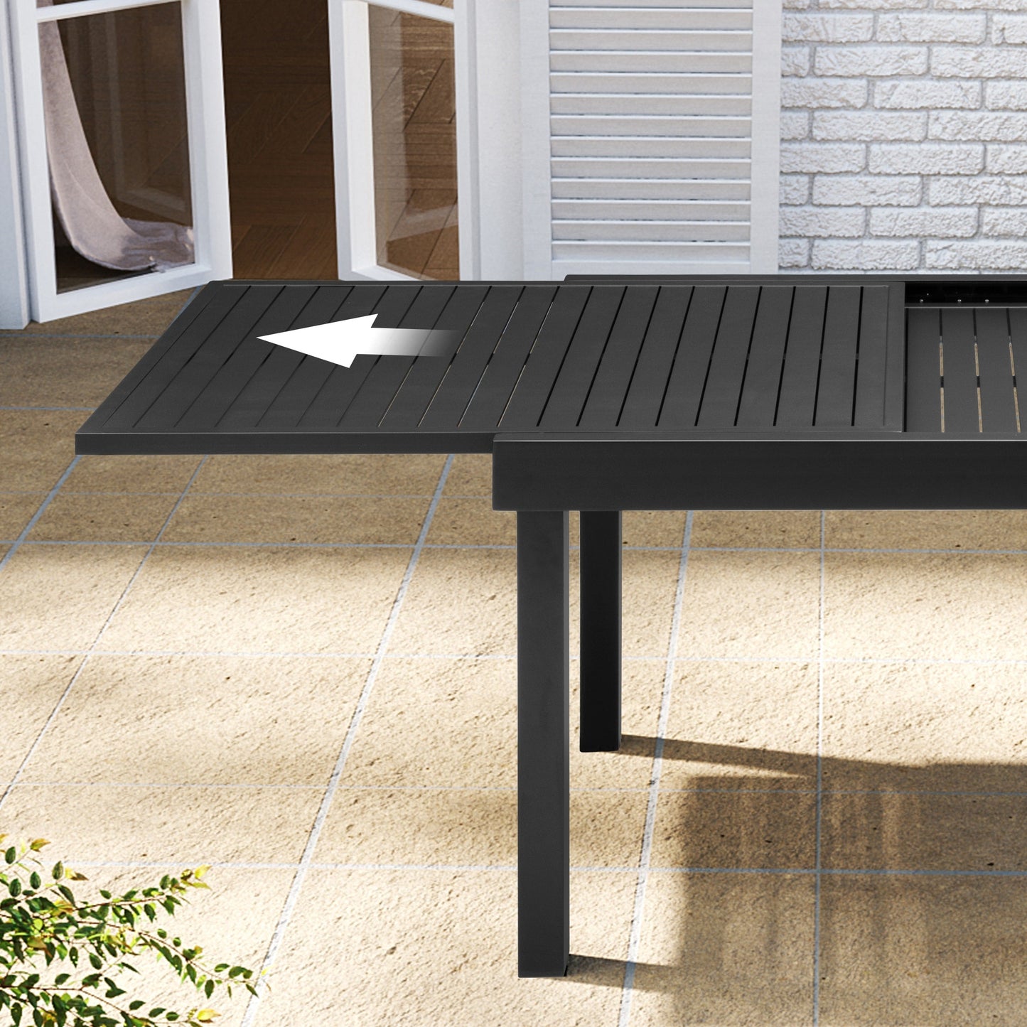 Ensemble de repas d'extérieur en aluminium Pellebant, 5/7/9 pièces, table extensible et chaises empilables