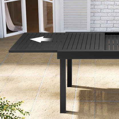 Ensemble de repas d'extérieur en aluminium Pellebant, 5/7/9 pièces, table extensible et chaises empilables
