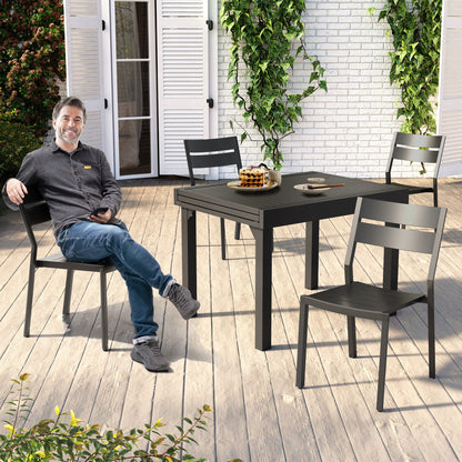 Ensemble de repas d'extérieur en aluminium Pellebant, 5/7/9 pièces, table extensible et chaises empilables