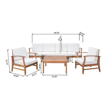 Ensemble de salon d'extérieur 7 pièces en bois d'acacia Perla de Christopher Knight Home
