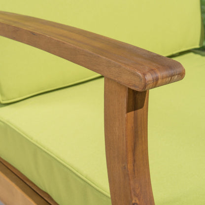 Ensemble de canapé d'extérieur Perla en bois d'acacia, 7 pièces, avec coussins, par Christopher Knight Home