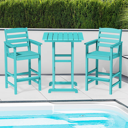Ensemble de 3 chaises Adirondack hautes en plastique - Ensemble de conversation pour patio