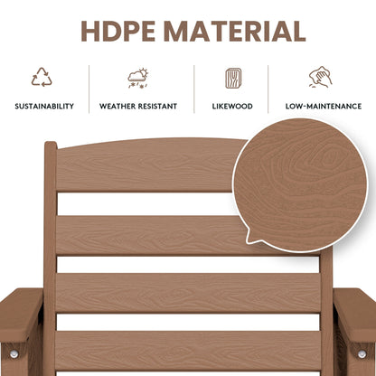 Ensemble de 3 chaises Adirondack hautes en plastique - Ensemble de conversation pour patio