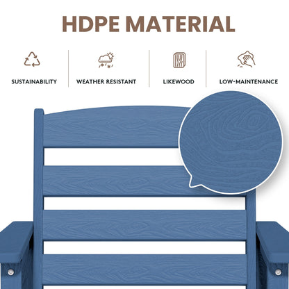 Ensemble de 3 chaises Adirondack hautes en plastique - Ensemble de conversation pour patio