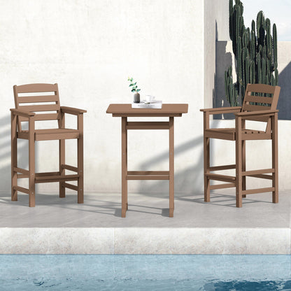 Ensemble de 3 chaises Adirondack hautes en plastique - Ensemble de conversation pour patio