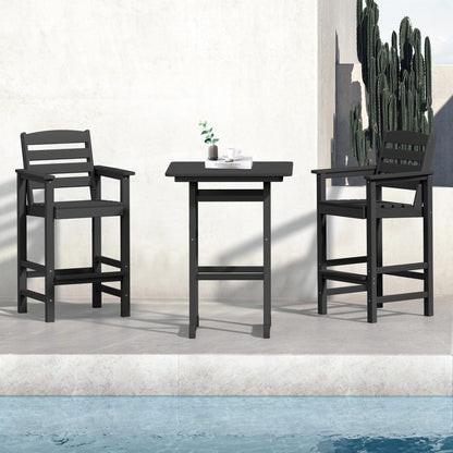 Ensemble de 3 chaises Adirondack hautes en plastique - Ensemble de conversation pour patio