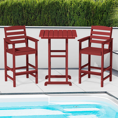 Ensemble de 3 chaises Adirondack hautes en plastique - Ensemble de conversation pour patio