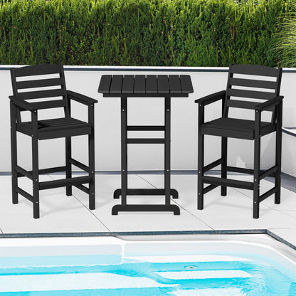 Ensemble de 3 chaises Adirondack hautes en plastique - Ensemble de conversation pour patio