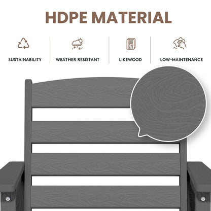 Ensemble de 3 chaises Adirondack hautes en plastique - Ensemble de conversation pour patio