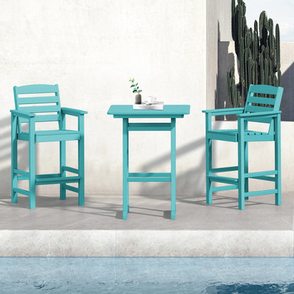 Ensemble de 3 chaises Adirondack hautes en plastique - Ensemble de conversation pour patio