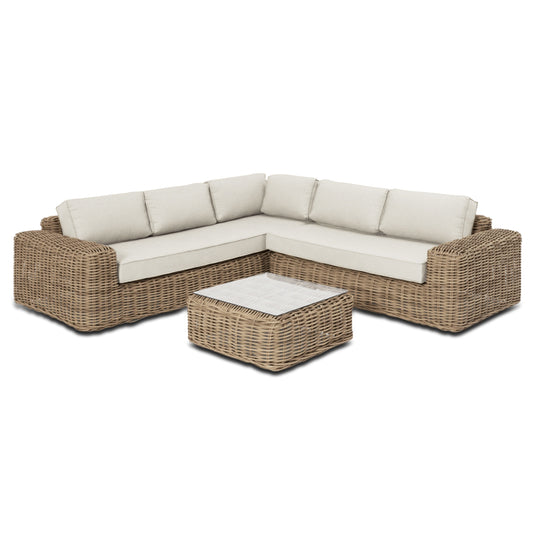 Ensemble d'assises d'angle d'extérieur/de terrasse Poly &amp; Bark Puglia avec table basse
