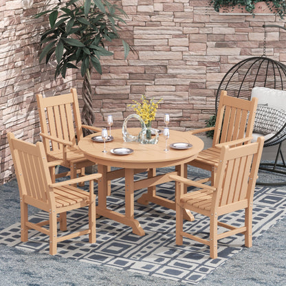 Ensemble de repas de jardin Polytrends Laguna en HDPE, résistant aux intempéries, avec table ronde et chaises (ensemble de 5 pièces)