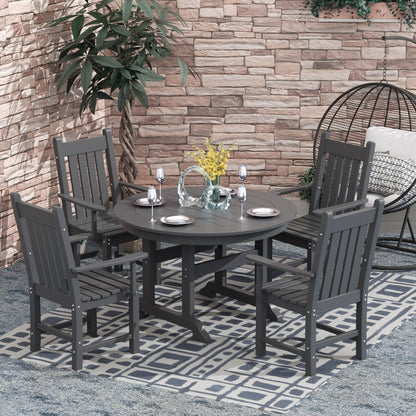 Ensemble de repas de jardin Polytrends Laguna en HDPE, résistant aux intempéries, avec table ronde et chaises (ensemble de 5 pièces)