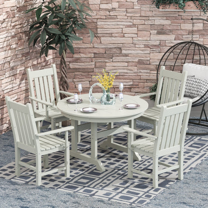 Ensemble de repas de jardin Polytrends Laguna en HDPE, résistant aux intempéries, avec table ronde et chaises (ensemble de 5 pièces)