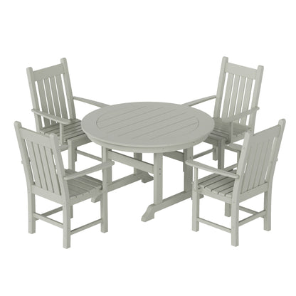 Ensemble de repas de jardin Polytrends Laguna en HDPE, résistant aux intempéries, avec table ronde et chaises (ensemble de 5 pièces)