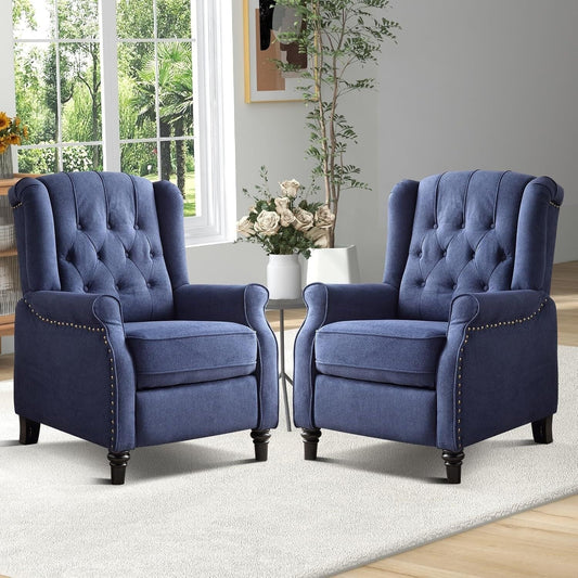 Fauteuil inclinable à bascule, fauteuil en tissu à bascule avec décoration à rivets, fauteuil d'appoint pour salon.