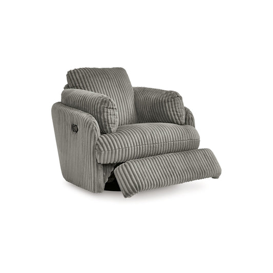 Fauteuil inclinable pivotant et basculant Rikki, cordouroy gris, avec 2 coussins