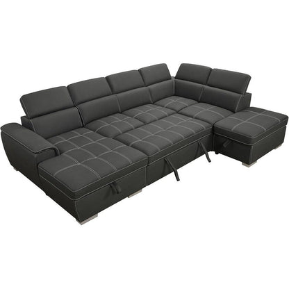 Roomfitters Canapé d'angle en forme de U 128 avec ottomans, canapé modulaire réversible 7 places avec siège de rangement, gris