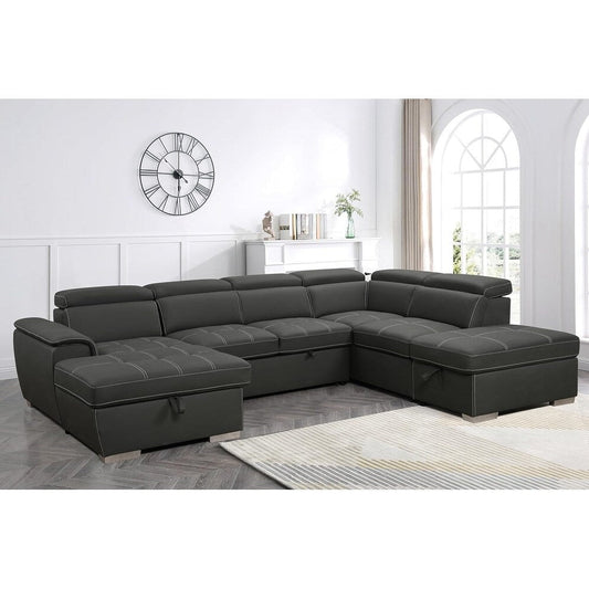 Roomfitters Canapé d'angle en forme de U 128 avec ottomans, canapé modulaire réversible 7 places avec siège de rangement, gris