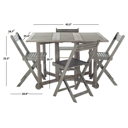 SAFAVIEH Ensemble de table de jardin Brandy 5 pièces pour extérieur - 43L x 35P x 29H (en pouces)