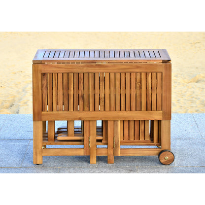 SAFAVIEH Ensemble de table de jardin Brandy 5 pièces pour extérieur - 43L x 35P x 29H (en pouces)