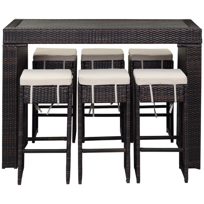 Ensemble de bar pour extérieur Euda de SAFAVIEH (7 pièces) - 74L x 150P x 107H (cm)