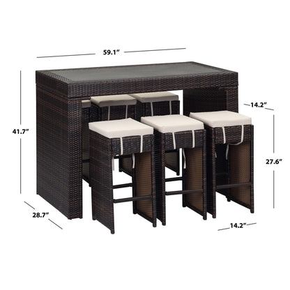 Ensemble de bar pour extérieur Euda de SAFAVIEH (7 pièces) - 74L x 150P x 107H (cm)