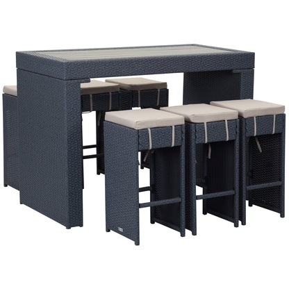 Ensemble de bar pour extérieur Euda de SAFAVIEH (7 pièces) - 74L x 150P x 107H (cm)