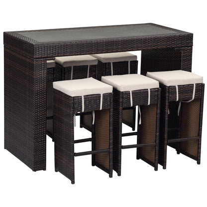 Ensemble de bar pour extérieur Euda de SAFAVIEH (7 pièces) - 74L x 150P x 107H (cm)