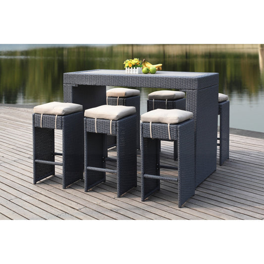 Ensemble de bar pour extérieur Euda de SAFAVIEH (7 pièces) - 74L x 150P x 107H (cm)