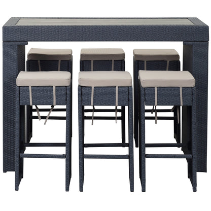 Ensemble de bar pour extérieur Euda de SAFAVIEH (7 pièces) - 74L x 150P x 107H (cm)