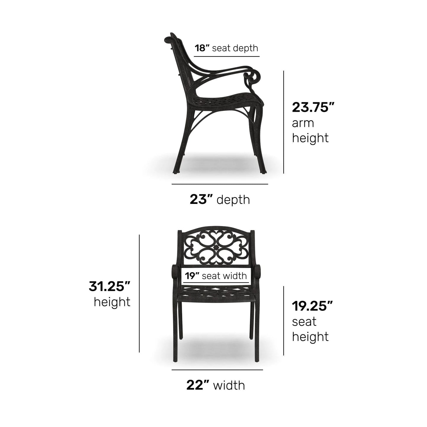 Ensemble de salle à manger d'extérieur Sanibel en bronze et aluminium, 7 pièces, comprenant une table ovale de 72 pouces et six chaises à accoudoirs de Homestyles.