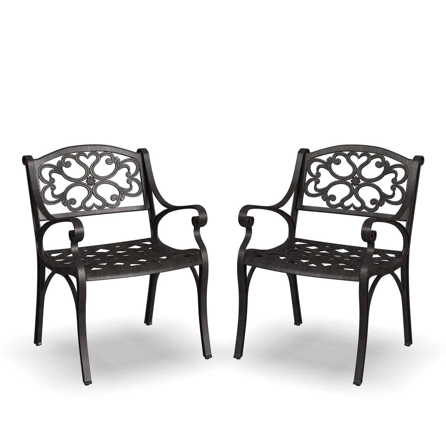 Ensemble de salle à manger d'extérieur Sanibel en bronze et aluminium, 7 pièces, comprenant une table ovale de 72 pouces et six chaises à accoudoirs de Homestyles.