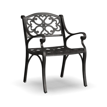Ensemble de salle à manger d'extérieur Sanibel en bronze et aluminium, 7 pièces, comprenant une table ovale de 72 pouces et six chaises à accoudoirs de Homestyles.
