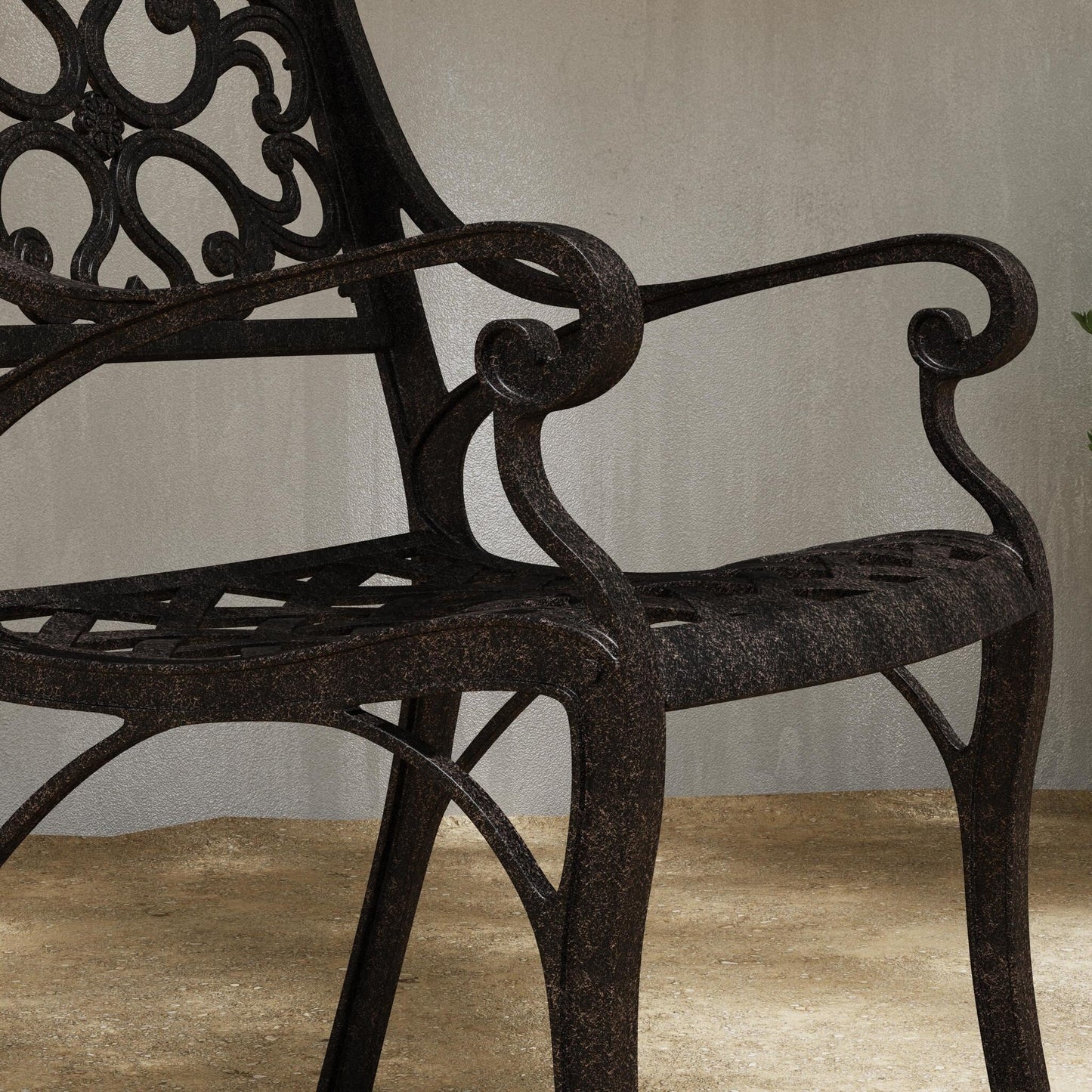 Ensemble de salle à manger d'extérieur Sanibel en bronze et aluminium, 7 pièces, comprenant une table ovale de 72 pouces et six chaises à accoudoirs de Homestyles.