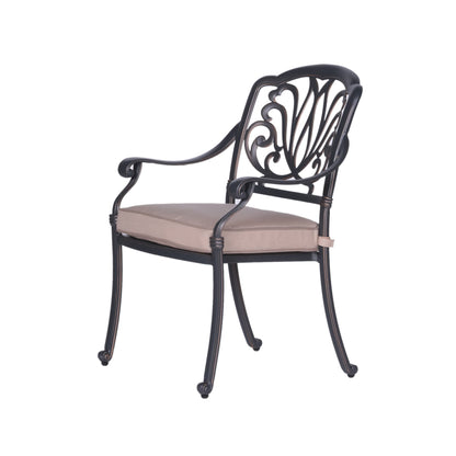 Ensemble de salle à manger rond Saratoga 5 pièces en aluminium avec coussins Sunbrella - Meilleurs meubles de jardin