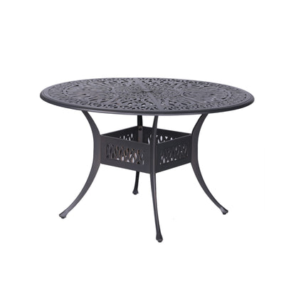 Ensemble de salle à manger rond Saratoga 5 pièces en aluminium avec coussins Sunbrella - Meilleurs meubles de jardin