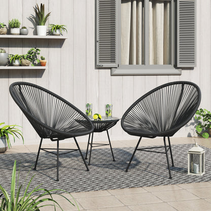 Ensemble de bistro moderne en osier Acapulco Corvus Sarcelles, 3 pièces