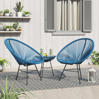 Ensemble de bistro moderne en osier Acapulco Corvus Sarcelles, 3 pièces