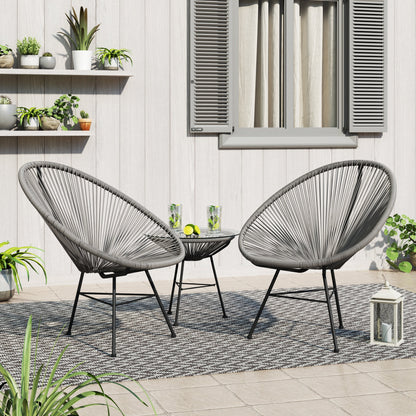 Ensemble de bistro moderne en osier Acapulco Corvus Sarcelles, 3 pièces