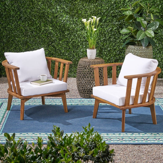 Fauteuils de jardin Sedona en bois d'acacia avec coussins (lot de 2) de Christopher Knight Home